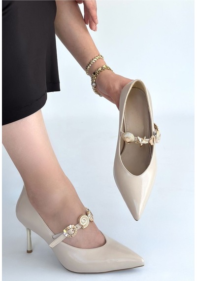 Senelcollectionn Conne Bej Cilt Stiletto Ayakkabı Çok Renkli