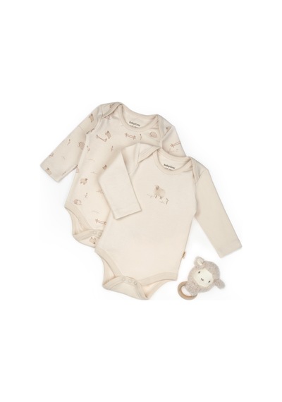 BabyCosy Organic Wear Bebek 2li Uzun Kollu Badi %100 Organik Pamuk, Bebek Ve Yenidoğan Serisi - Csy8177 Ekru