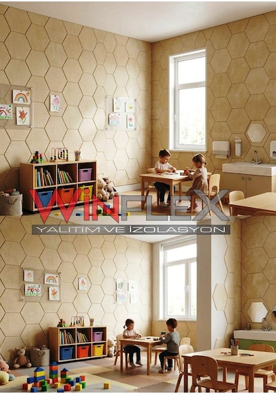 Winflex 12'li Altıgen Akustik Kumaş Panel 17x20 Cm Krem