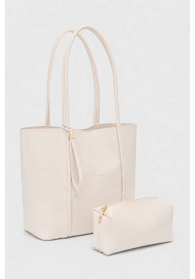 Shule Bags Pebbled Omuz Çantası Krem