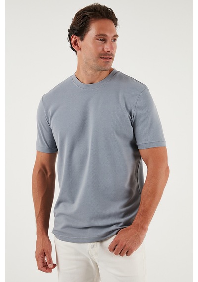 Buratti Streç Pamuklu Slim Fit Sıfır Yaka Erkek T Shirt 5902639 Açık Gri