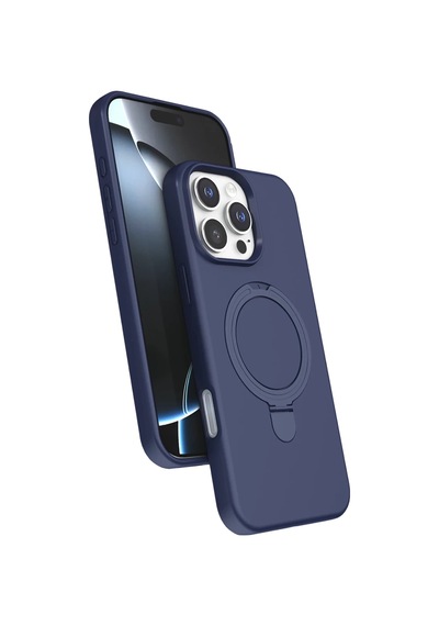 Apple Uyumlu iPhone 16 Pro Uyumlu Regal Magsafe Standlı Kapak - Lacivert