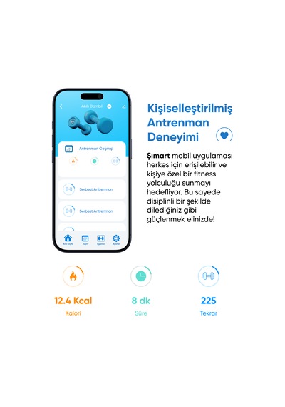 Şımart Akıllı Dambıl 2x1 Kg Uygulama Destekli, Sesli Yönlendirmeli, Lcd Ekranlı