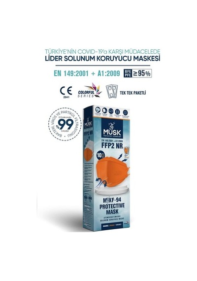 Musk Kf94 Kore Tipi Ffp2 Maske Turuncu Renk 10 Adet