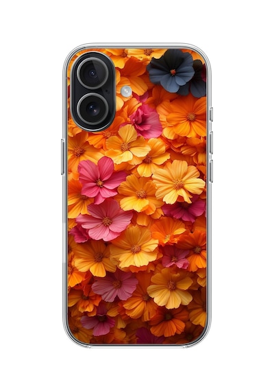 İphone 17 Uyumlu Sarı Pembe Çiçekler Baskılı Silikon Kılıf