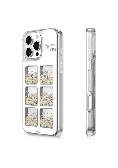 Apple iPhone Uyumlu 16 Pro Kılıf Aynalı Ve Boncuklu Tasarım Youngkit Spirit Serisi Kapak Beyaz