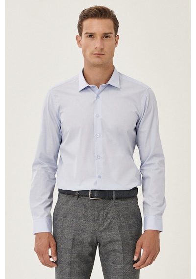 AC&Co / Altınyıldız Classics Ütülemesi Kolay Slim Fit Dar Kesim Klasik Yaka Pamuklu Erkek Gömlek Açık Mavi