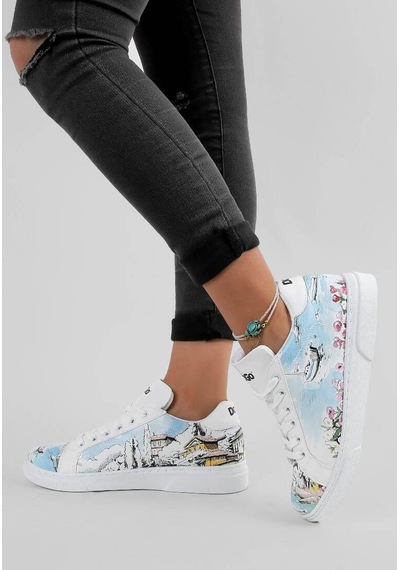 Kadın Vegan Deri Beyaz Sneakers - Lago Di Como Tasarım Çok Renkli