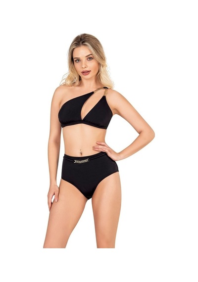 Endeep Kadın Zincir Aksesuarlı Siyah Yüksek Bel Bikini Altı Siyah