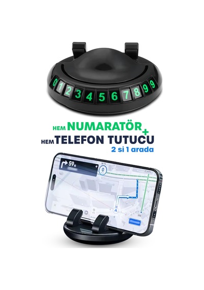 2 İn 1 Araç Park Telefon Numaratörü + Telefon Tutucu Parkmatik Araç Park Telefon Numarası Aparatı