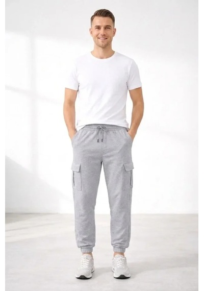 Modi Green Erkek Gri Jogger Regular Fit , Kargo Cepli, Lastikli Paça, Günlük