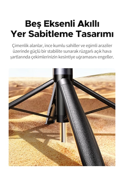 Ugreen Bluetooth Selfie Çubuğu, 4 Ayaklı Tripod Standlı Selfie Stick, 45301