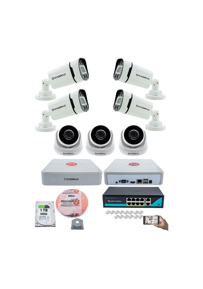 Ip Güvenlik Kamera Seti - 3 İç Mekan, 4 Dış Mekan Kdj-3ın4out-v2