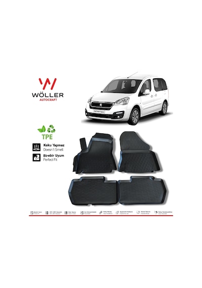Peugeot Partner Paspas 2008 2020 Arası 3D Havuzlu Wöller Paspas