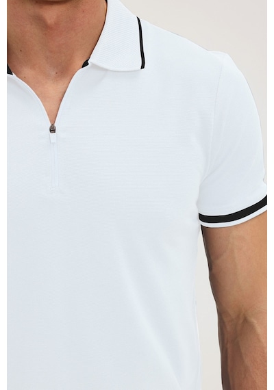 Tudors Erkek Slim Fit Dar Kesim %100 Pamuk Jakarlı Düz Yaka Ve Kol Detaylı Beyaz Polo Yaka Tişört-50213 Tudors Erkek Slim Fit Dar Kesim %100 Pamuk Jakarlı Düz Yaka Ve Kol Detaylı Beyaz Polo Yaka Tişört-50213