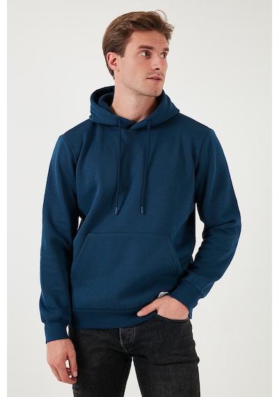 Buratti Regular Fit Kapüşonlu Kanguru Cepli Içi Tüylü Yumuşak Şardonlu Erkek Sweat 5905281 Indigo