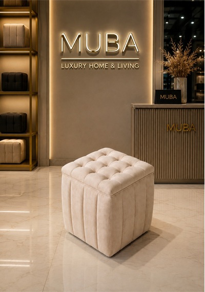 Yeni Sezon İthal Belora Kumaş Puf 40x40 Cm Ultra Yumuşak, Lüks Dokulu, Premium Kalite Kare Puf Krem - 908231317 Krem