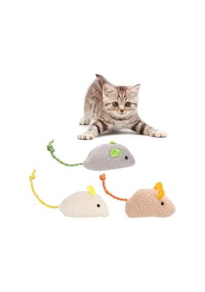Sogud Kedi Oyuncağı Peluş Fare 3 Lü Set İnteraktif Kedi Oyuncakları, Isırmaya Dayanıklı Yumuş