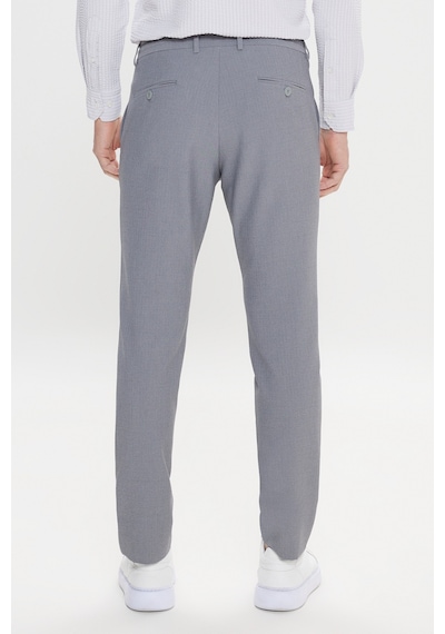 AC&Co / Altınyıldız Classics Erkek Grı Slim Fit Dar Kesim Beli Bağlamalı Yan Cep Gofre Desenli Pantolon Gri