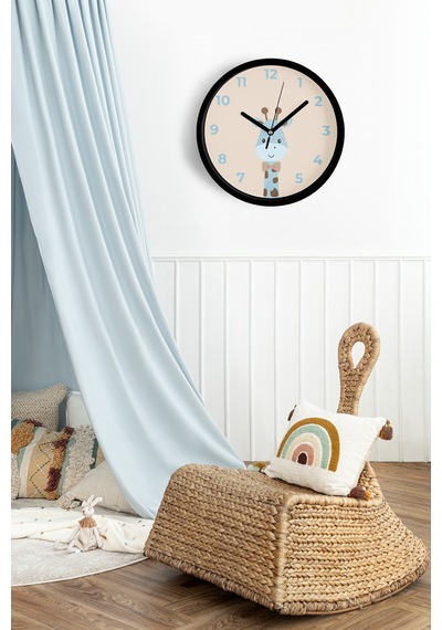 Sevimli Zürafa Çocuk Odası Duvar Saati - 25cm - Önü Camlı Siyah Kasa - Sessiz Mekanizma-jh1148 Siyah