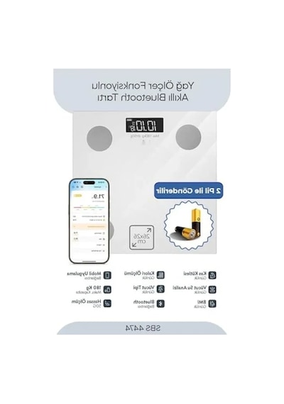 Fonksiyonlu Akıllı Bluetooth Tartı - 180 Kg Kapasiteli