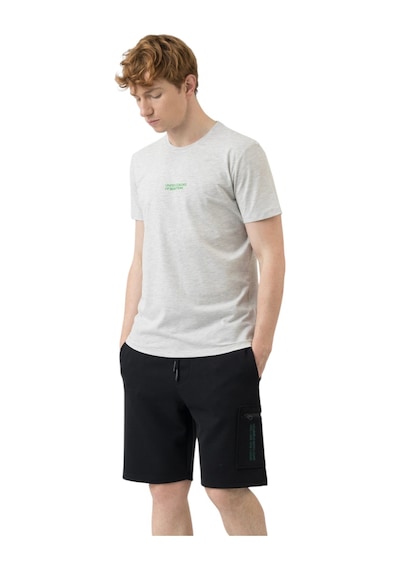 United Colors Of Benetton Erkek Yazı Baskılı T-shirt GRI MELANJ