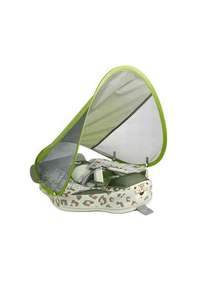 Mambobaby Yüzme Simidi - Green Leopard, Emniyetli, Gölgelikli Ve Ayak Destekli