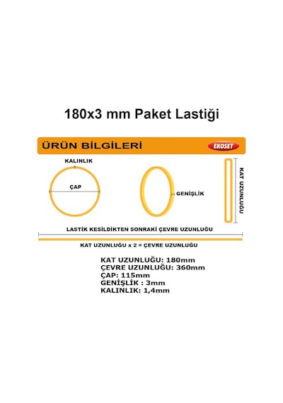 Ekoset Balon Lastiği 100 Adet 180 x 3 MM