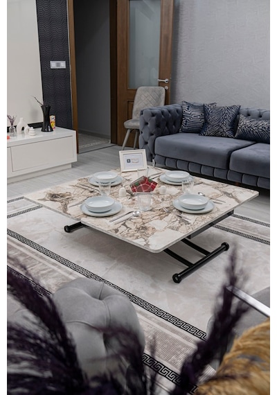 Juppo Üst Tabla Mdf Beyaz Mermer Oval Köşe Alt Siyah İçe K