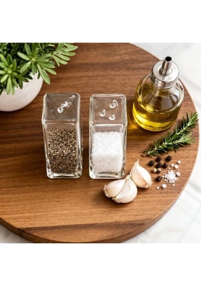 Bambum Taşev Vigo Cam Tuzluk Biberlik Açık Bej