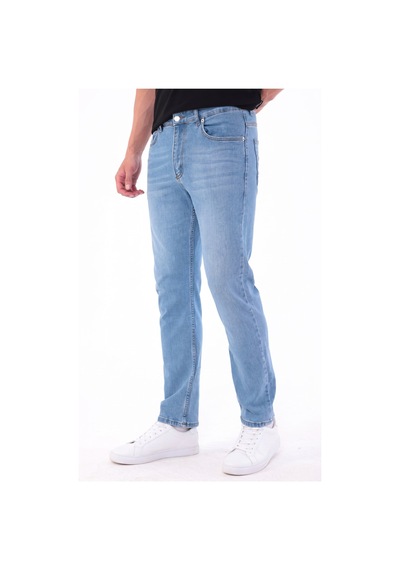Blayn Jeans Erkek Mavi Diz İzi Yapmayan Pamuklu Esnek Denim Jean Kot Pantolon Regular Kalıp Buz