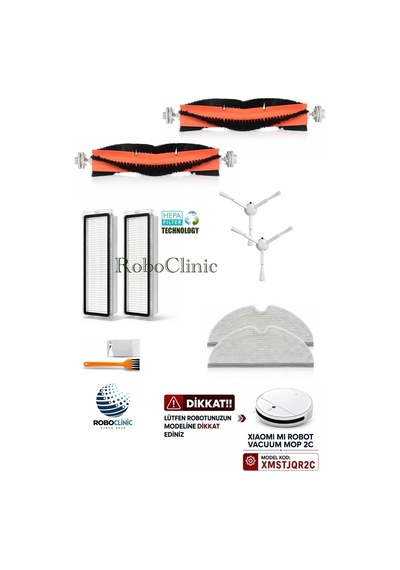 Xiaomi Mi Robot Vacuum Mop 2c Model Kod: Xmstjqr2c Uyumlu Fırça,filtre,mop Set-10 Parça