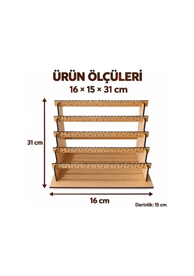 Ahşap Yüzük Takı Standı 16x15x31 Cm Ebatında 5 Katlı Takı Düzenleyici