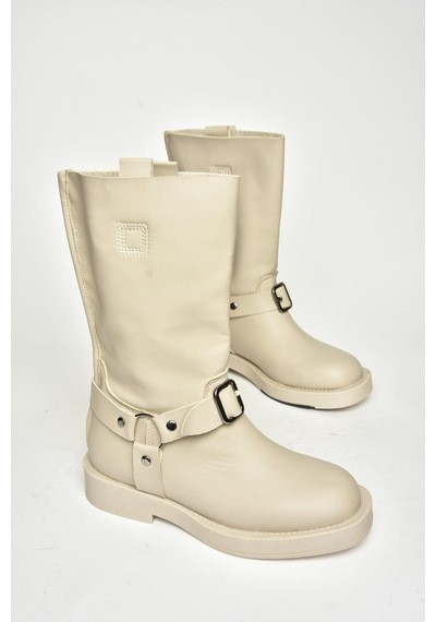 Fox Shoes T973530309 Bej Alçak Topuklu Kadın Bot Bej