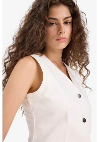 Defacto Jean Blazer Yelek F5899ax25hswt1 Beyaz