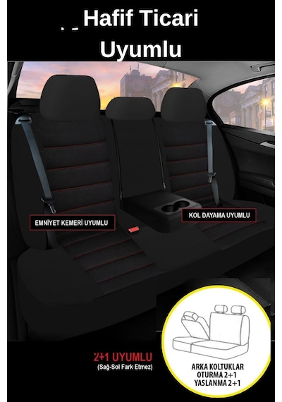 Honda Jazz 2002-2008 Uyumlu Siyah Kırmızı Başak Serisi 2+1 Ticari Koltuk Kılıfı