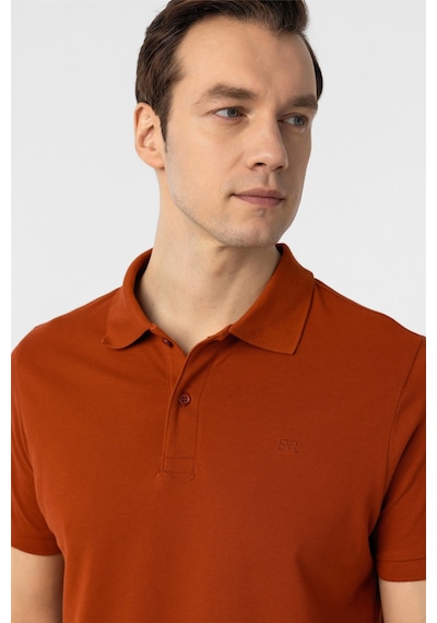 Süvari Kiremit Slim Fit Düz Polo Yaka Tişört KIREMIT