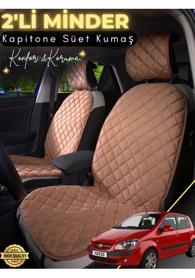 Hyundai Getz Uyumlu 2'li Süet Oto Koltuk Minderi Su Geçirmez Hızlı Montaj Oto Koltuk Kılıfı A1 Kahverengi