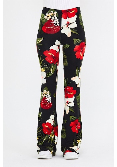 Brz Collection Çiçek Desenli Kadın Pantolon Siyah Brz Collection Çiçek Desenli Kadın Pantolon Siyah