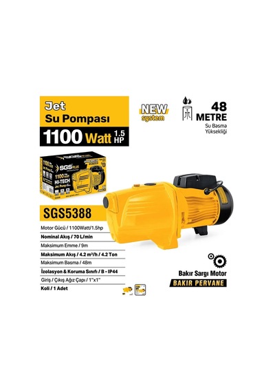 Sgs Jet Su Pompası 1100 Watt 1.5 Hp Sgs5388