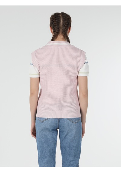 Colin's Regular Fit V Yaka Triko Pembe Kadın Kazak CL1057397_Q1.V1_PIN Pembe