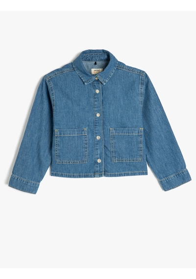 Koton Pamuklu Kısa Kollu Crop Denim Ceket Orta İndigo 5skg20016ad İndigo Koton Pamuklu Kısa Kollu Crop Denim Ceket Orta İndigo 5skg20016ad İndigo