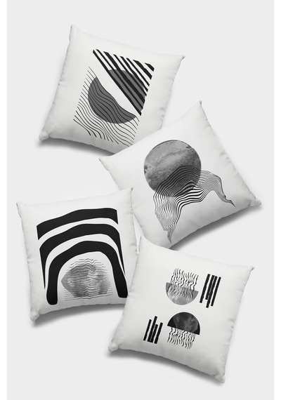 Füme Modern Çift Taraflı 4'lü Set Kırlent Kılıfı 4kr021