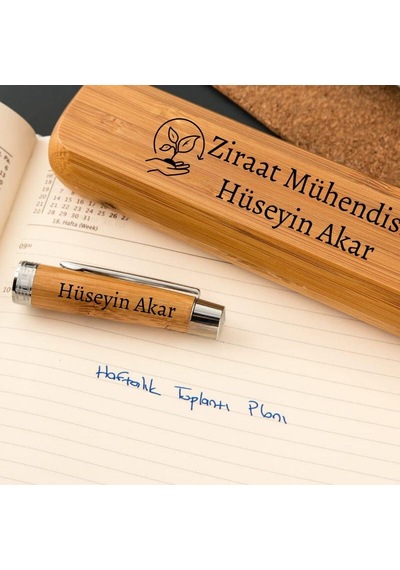 Ziraat Mühendislerine Özel Bambu Kutulu Kalem Seti