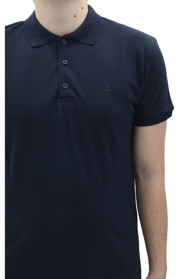 Santa Dmctekstil Erkek Dior Düz Spor Kesim Dar Kalıp Cepsiz Polo Yaka T-shirt Koyu Lacivert