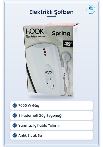 Elektrikli Şofben 7000w 3 Kademeli Anlık Sıcak Su Duş Lavabo Hazı