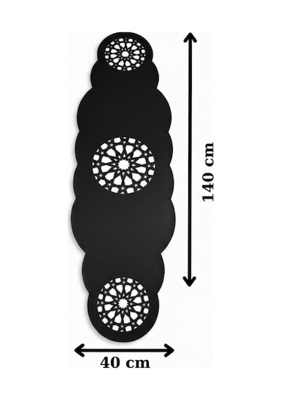 1 Adet Deri Runner-40x140 Cm-yıldız Desenli Runner Siyah