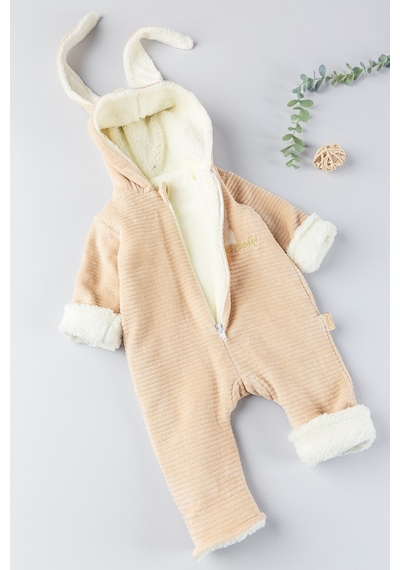 Babymod Tavşan Figürlü Kışlık Welsoft Kadife Astronot Kız/erkek Bebek Tulum 001
