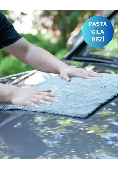 Araba Pasta Cila Bezi, Oto Cila Bezi 40x40 Cm İz Bırakmaz, Süper Parlaklık Sağlar 3 Adet Açık Indigo