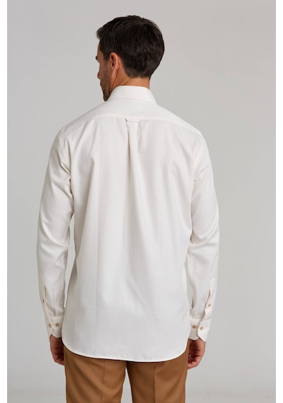 Bisse Modern Fit Paşa Yaka Düğmeli Ekru Spor Erkek Gömlek Gmars0422300208 D03 Ekru